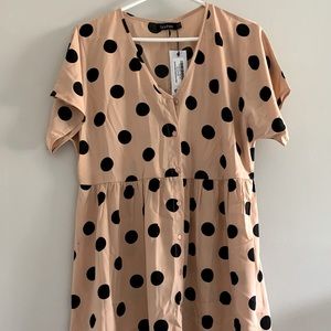 Large Scale Spot Button Through Smock Dress